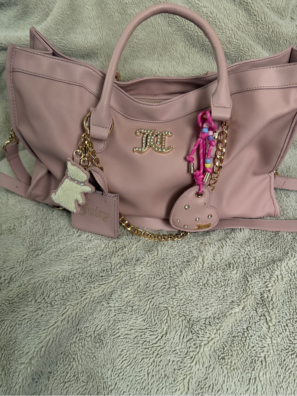 Juicy Couture Blush Pink Tote with Gold Hardware and Charms